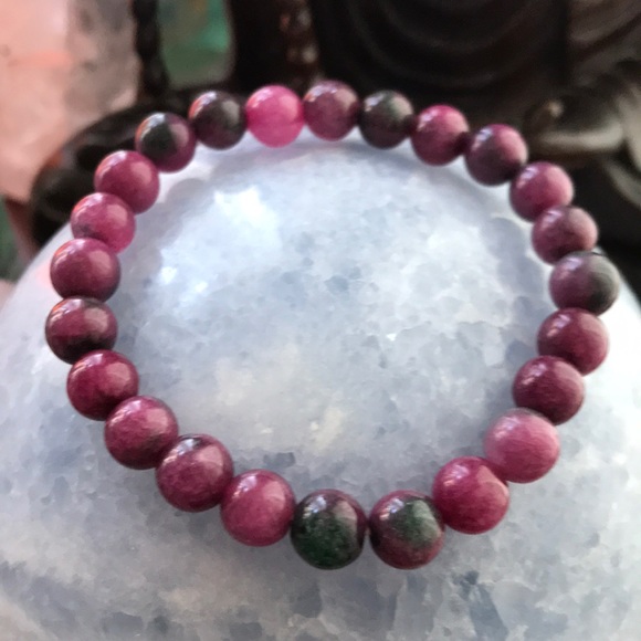 Natural Ruby and Zoisite site 8mm bracelet Men’s sizes - Picture 7 of 9